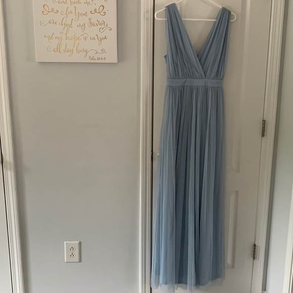 Lulu’s Blue Mesh Maxi Dress tulle size S - Picture 3 of 14